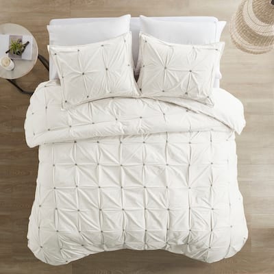 INK+IVY Masie 3 Piece Embroidered Cotton Duvet Cover Set