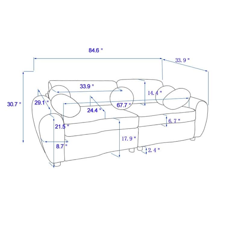 84.60" Chenille/Corduroy Upholstered Sofa