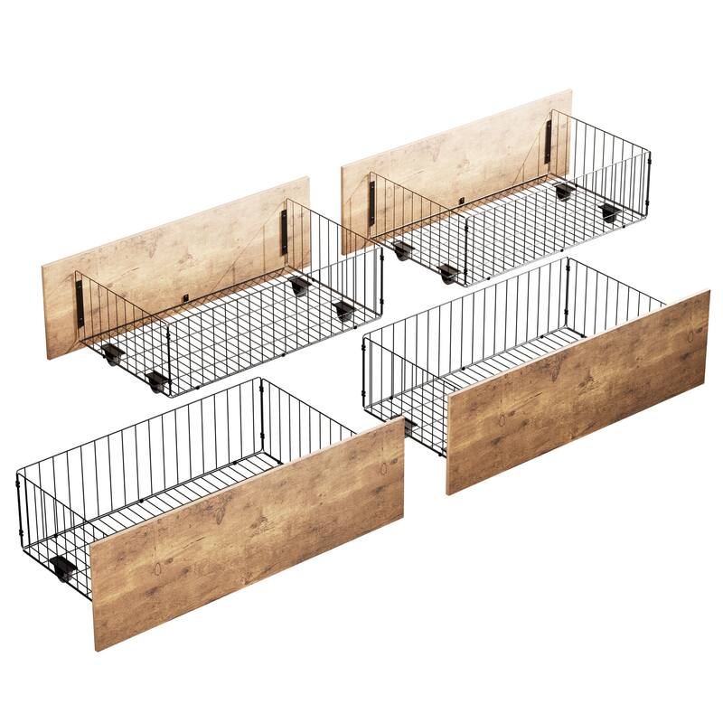 VECELO Underbed Storage Containers with Wheels Large Under Bed Drawers Rolling Under Bed Storage Dresser Metal Drawers - Brown - 37.6 Inch