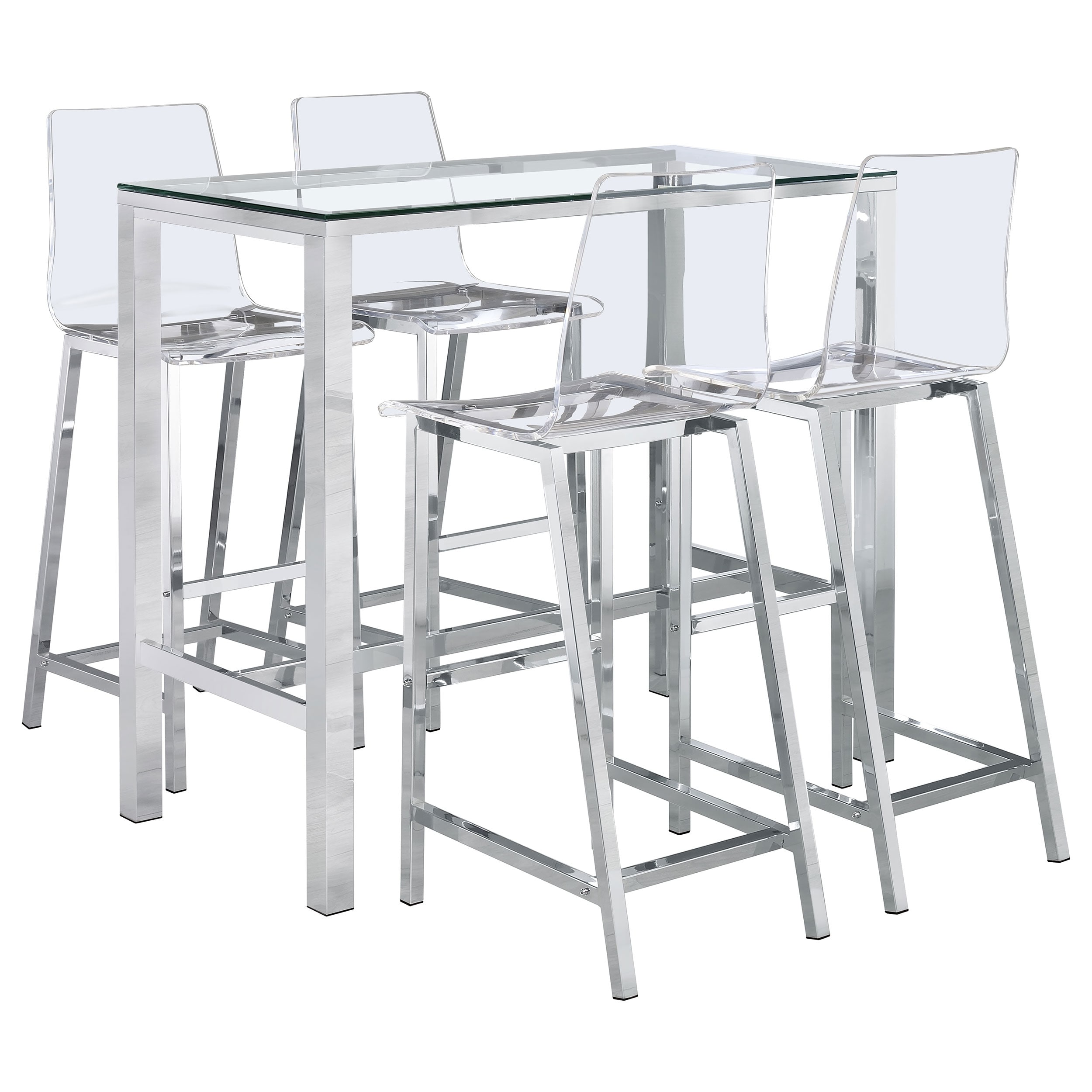 5-Piece Bar Set, Chrome And Clear Design For Modern Spaces