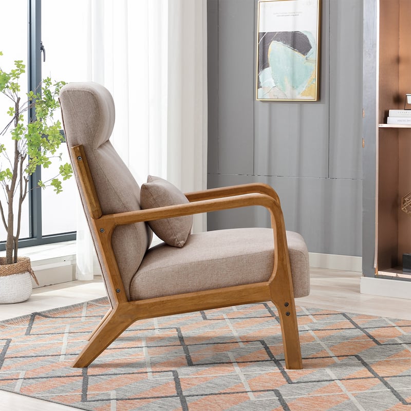 Single Lounge Armchair with Solid Wood Frame
