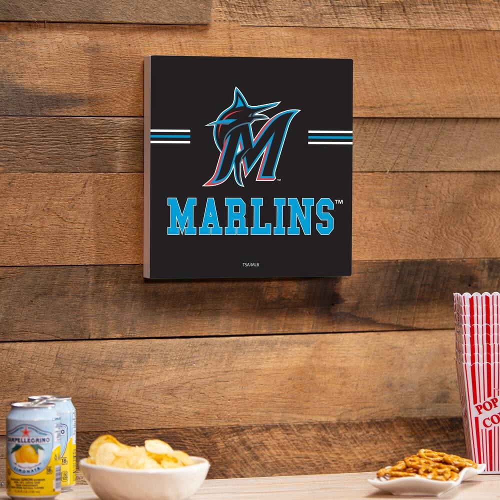 Miami Marlins Wooden Door Decor Wall Sign - Multi-Color