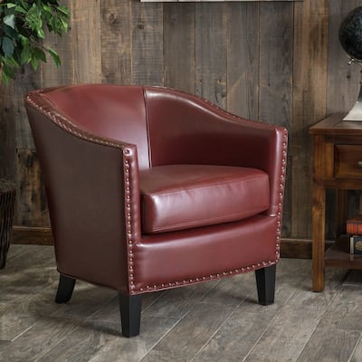 Austin Oxblood Red Bonded Leather Club Chair by Christopher Knight Home