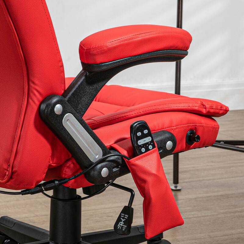 PU Leather 360° Swivel High Back Office Recliner with Vibration Massage, Lumbar Heating, and Adjustable Height
