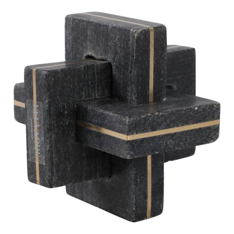 Stone Metal Decorative Object Interlocking Modern Geometric Structure