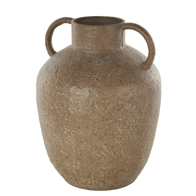 Metal Antique Inspired Decorative Vase with Handles - Brown - Roche River Decor