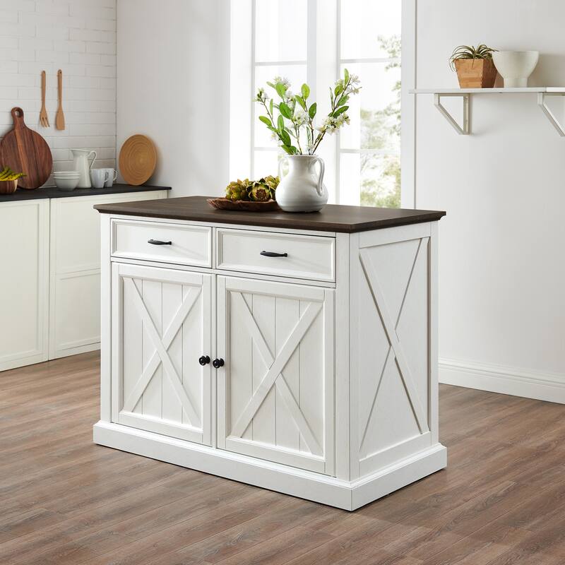 Kitchen Island with Storage & Prep Space - Modern Farmhouse Style Cart