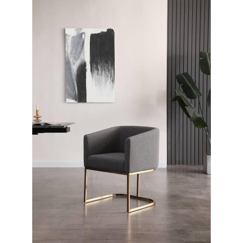 Modrest Yukon Modern Grey Fabric & Antique Brass Dining Chair