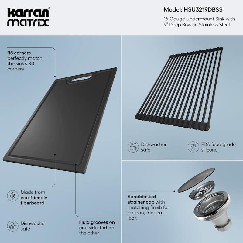 Karran USA HSU3219DB Matrix 32" Undermount Double Basin Stainless