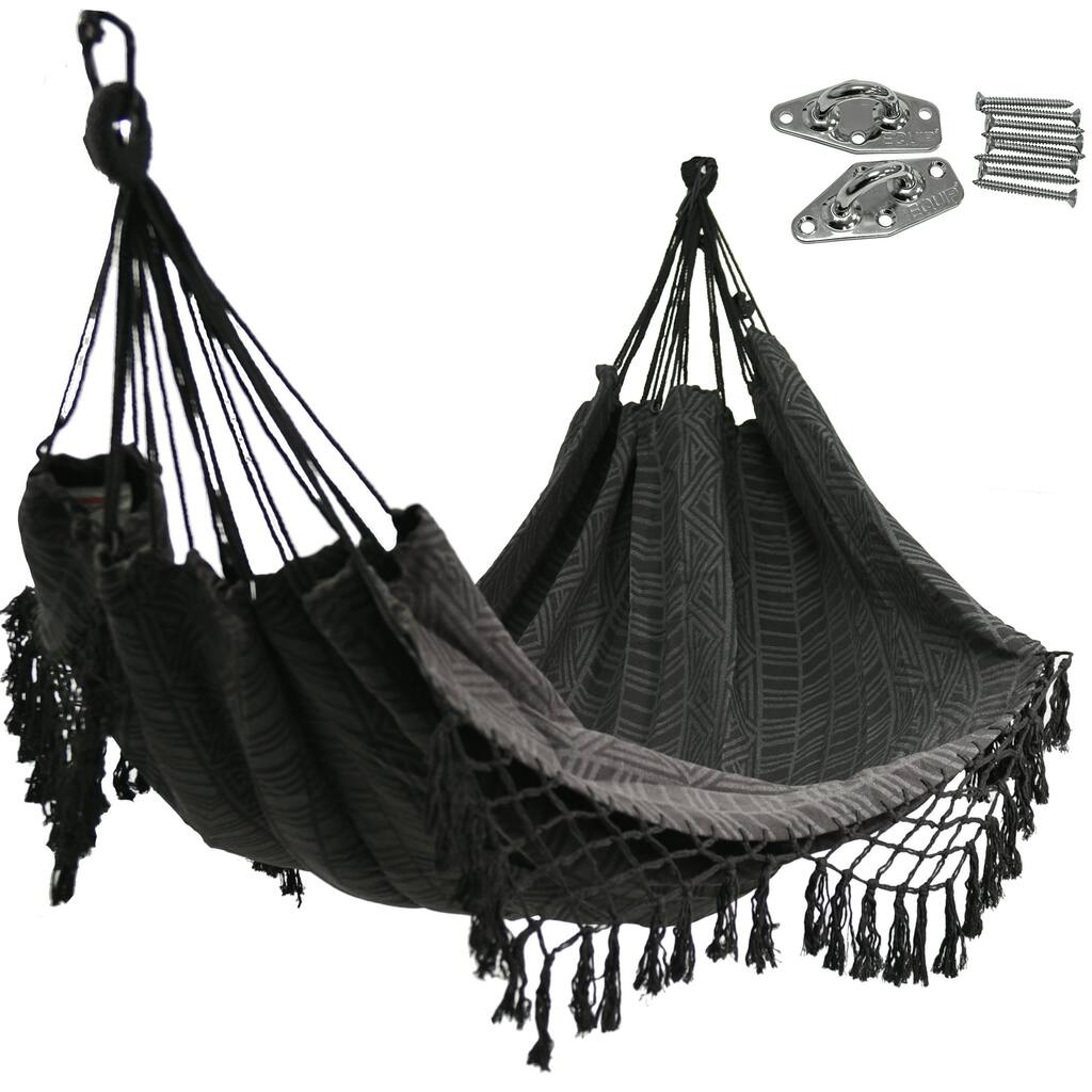 Polyester Jacquard Hammock with Indoor Hanging Kit Bundle