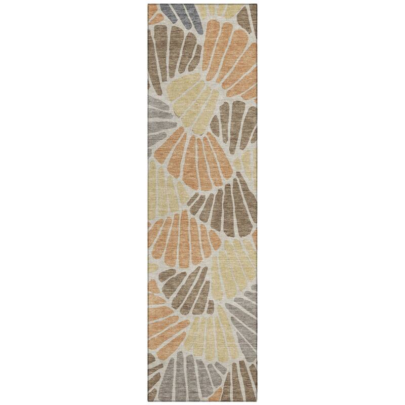 Machine Washable Indoor/ Outdoor Floral Modern Chantille Rug