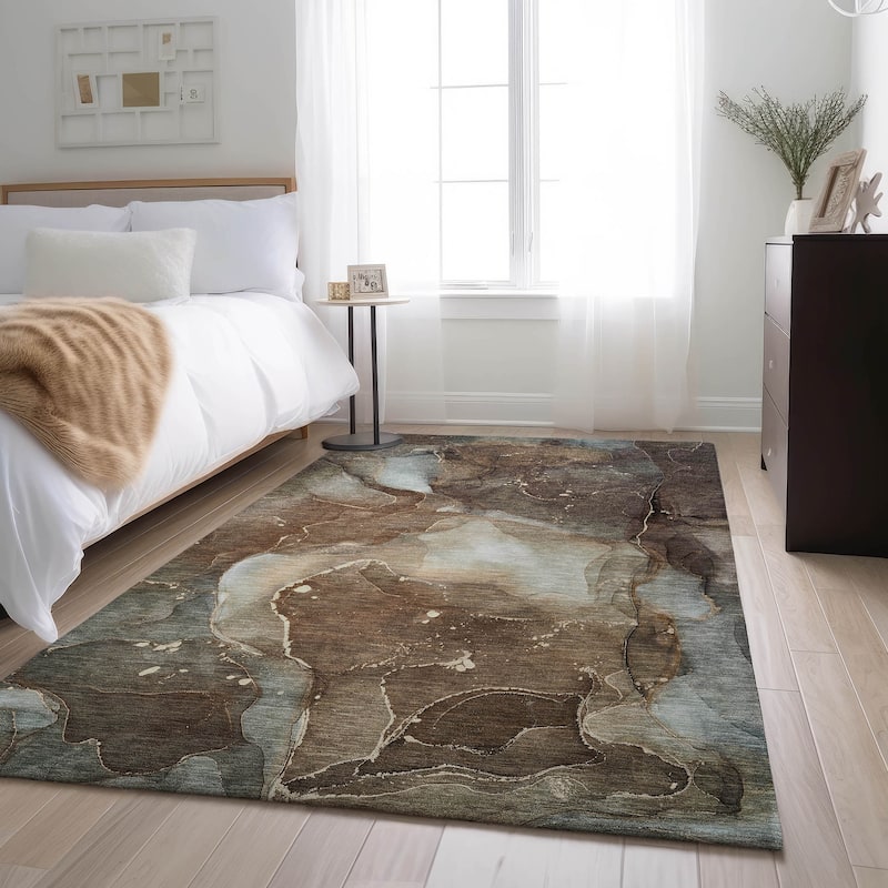 Premium Washable Super Soft Contemporary Mayfield Rug - Brown - 10' x 14'