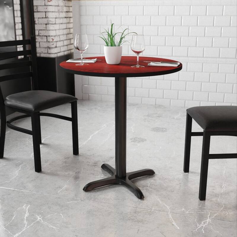 30'' Round Laminate Table Top with 22'' x 22'' Table Height Base - 30"W x 30"D x 31.125"H - 30"W x 30"D x 31.125"H - Mahogany