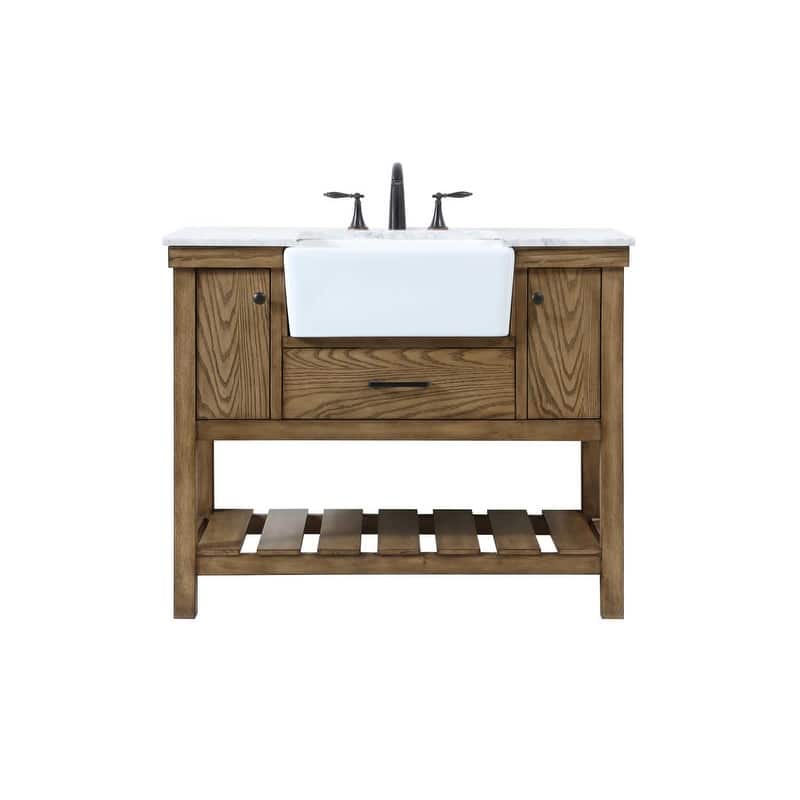 Elegant Lighting VF60142 Clement 42" Free Standing Single Basin Vanity - Driftwood - Wood Finish