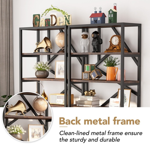 71 Bookshelf Industrial Etagere Bookcase 6 Shelf Display Rack Rustic Brown