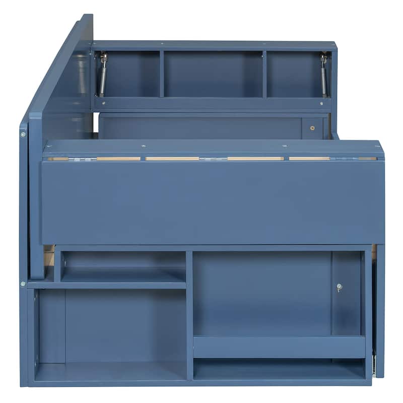 4-in-1 Convertible Daybed with Foldable Desk, Pull-Out Bed & Storage by Harper&Bright Designs