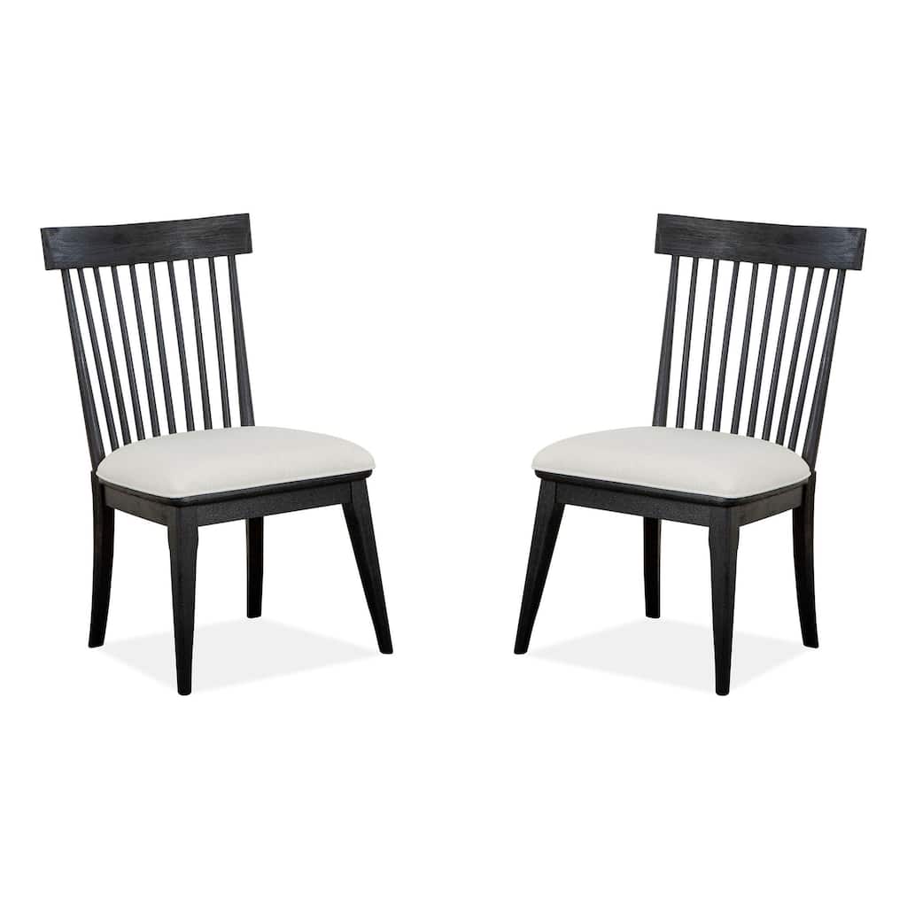 Magnussen Home Harper Springs Forged Iron Windsor Back Upholstered Side Chair Two Pack - 21.5''W x 22.63''D x 37''H