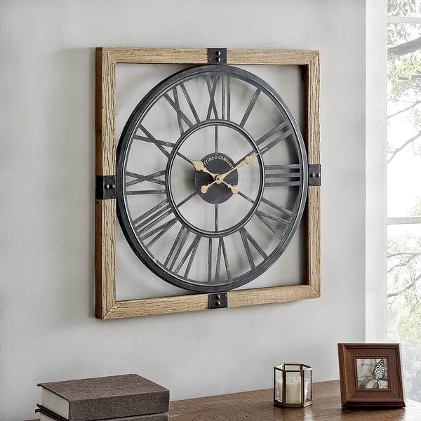 slide 1 of 4, FirsTime & Co. Java Lexington Industrial Clock, Wood