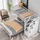 preview thumbnail 20 of 29, Cottage Concise Style Twin over Full Loft Bed with Storage Staircase,Solid Wood Versatile Bed with Full-Length Guardrail