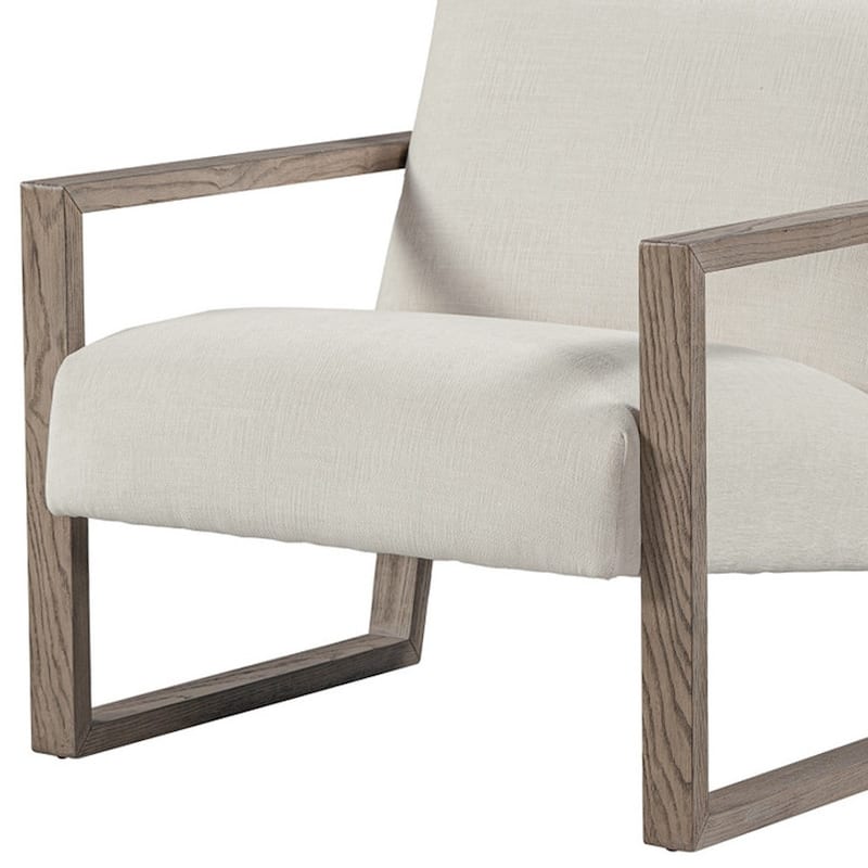 HomeRoots 28" Off White and Ash Gray Fabric Lounge Chair - 27.7 in. x 28.7 in. x 31.2 in.