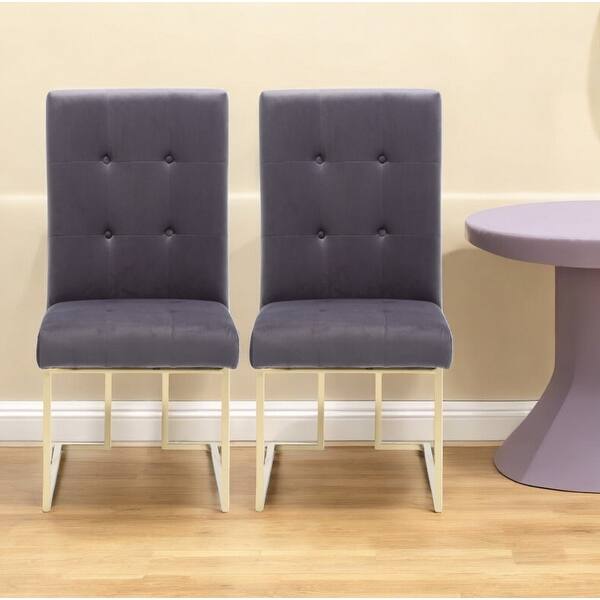 Set Of Two Gray Upholstered Fabric Side Chairs Set Of Two Gray Upholstered Fabric Side Chairs