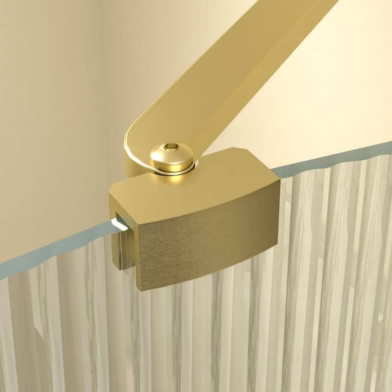 33''x 58'' Bathtub 8mmTempered Glass Frameless Shower Door, Fixed Glass Half Panel in Black/Gold