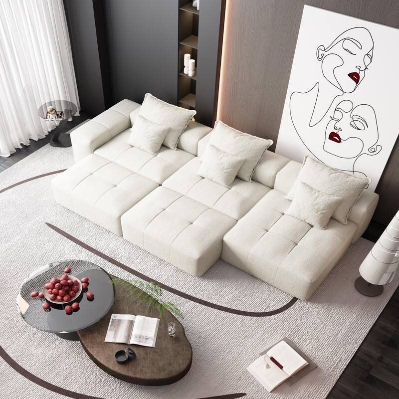 Modern 6 PCS DIY Combination Tufted Modular Sofa with 6 Pillows