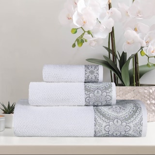 Superior Medallion Cotton Jacquard Texture 3 Piece Assorted Towel Set