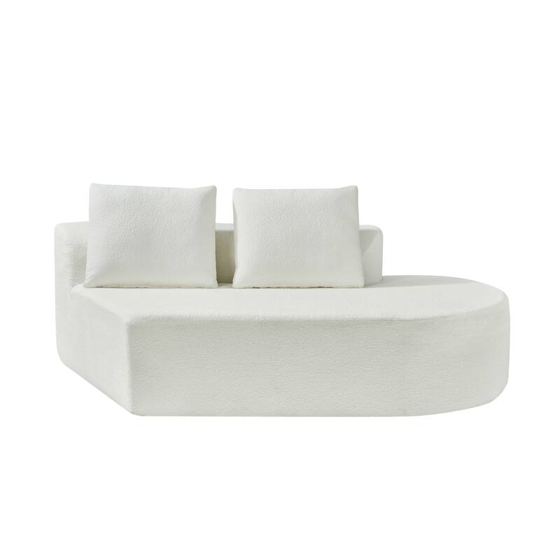 116" Pearl Upholstery Curved Sectional Sofa with Chaise Lounge, High-Density Compressed Sponge Design
