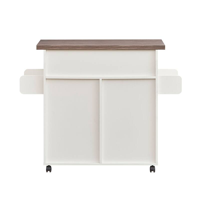 Rolling Kitchen Island Cart with Adjustable Shelves, Towel Rack, and Spice Rack