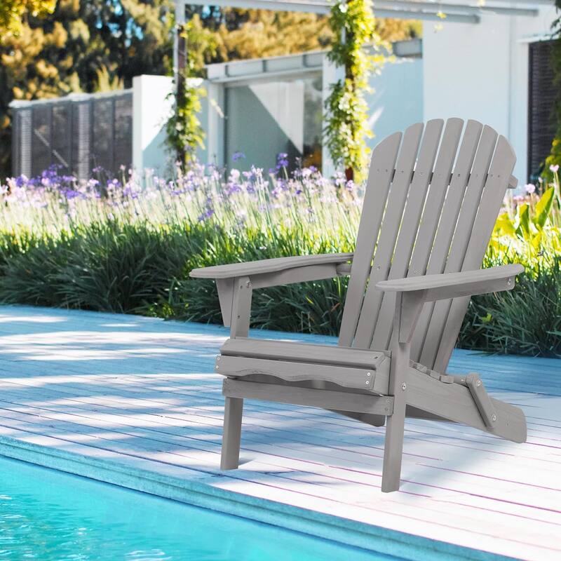 Wooden Folding Adirondack Chair Set of 2 Patio Fire Pit Chairs