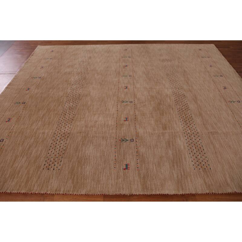 Hand Knotted Oriental 100% Wool Carpet Tribal Tribal Brown Gabbeh Area Rug - 9' 9'' X 8' 2''