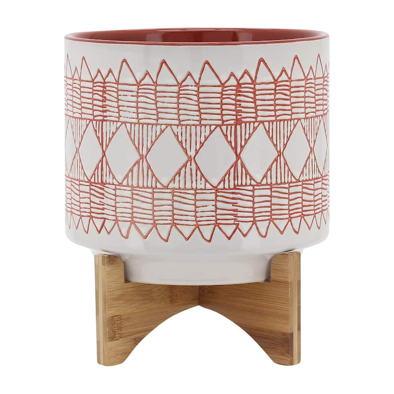 Sagebrook Home Abstract Ceramic Planter on Stand Indoor/Outdoor