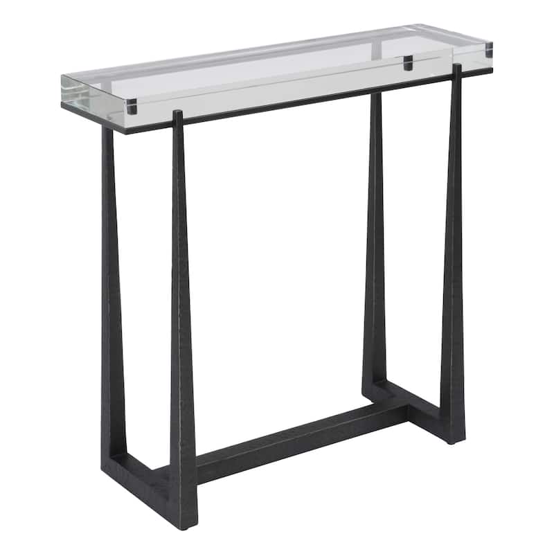 Iron Accent Table with Crystal Top - 24"