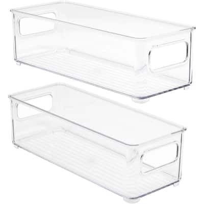 Sorbus Clear Stackable Organizer Bins, Storage Bins for Bathroom, Vanity, and More with Handles (4 Pack)