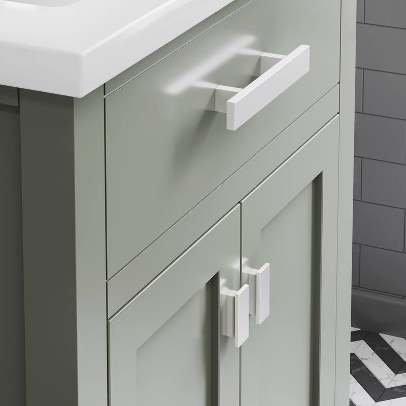 Myra 24 In. Integrated Ceramic Sink Top Vanity in Glacial Green