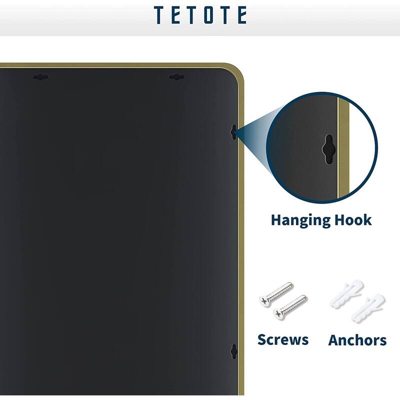 TETOTE Modern Metal Frame Wall Mounted Hanging Bathroom Vanity Mirror