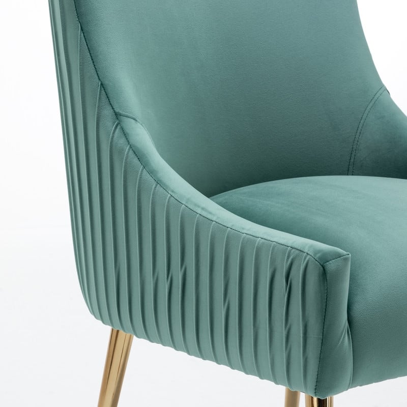 SEYNAR Modern Glam Boucle Pleated Velvet Dining Chair or Vanity Chair Set of 4 with Rear Handle