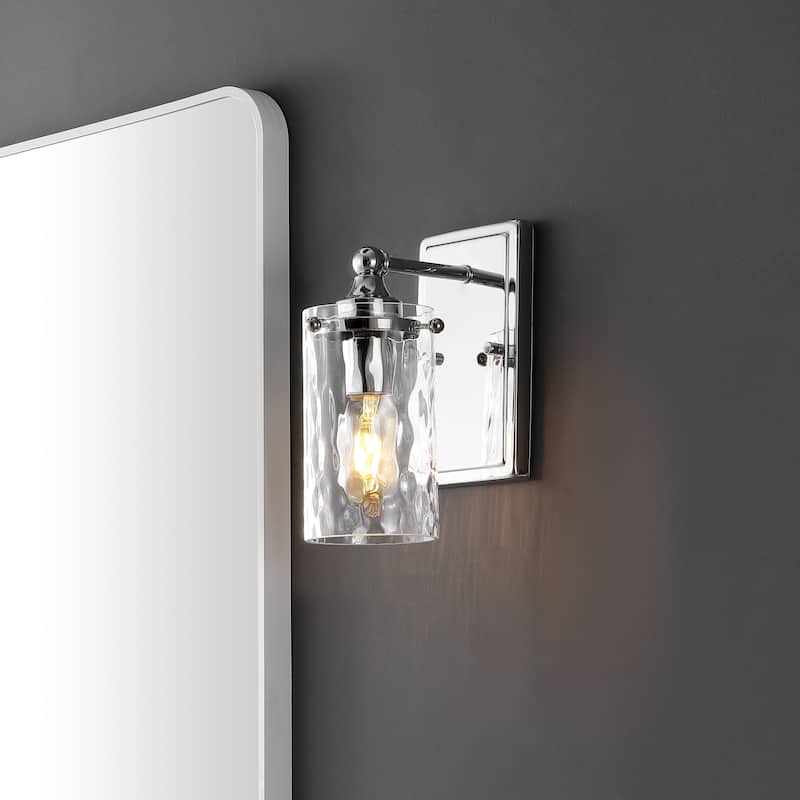 SAFAVIEH Lighting Jobie 7-inch Glass Shade Wall Sconce with Bulbs (Set of 2) - 7 in. W x 4.5 in. D x 9.5 in. H