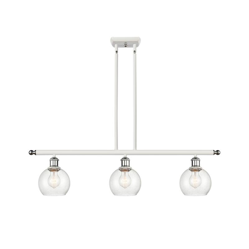 Innovations Lighting Athens 3 Light 36" Island Light - 6" Shade - Seedy/White and Polished Chrome