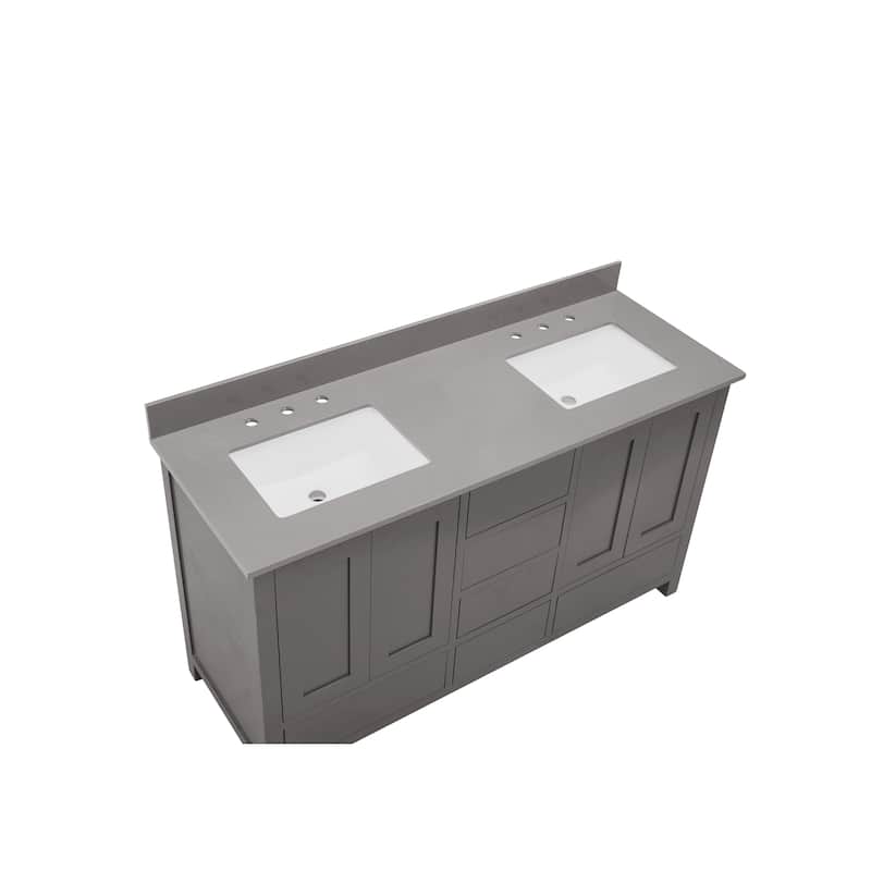 Altair Madrid Bathroom Vanity Countertop in Concrete Grey with White Sink without Vanity