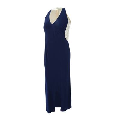 Xscape Women's Plus Size Illusion Beaded-Back Gown