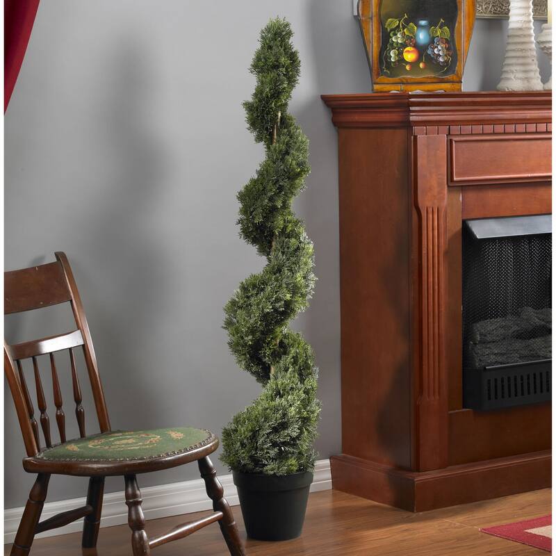 Spiral Silk Tree - 4ft Artificial Tree, Indoor DÃ©cor, Realistic Faux Tree, Home Accent, Global Glam Design - 4ft.