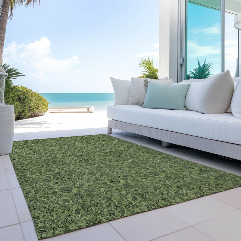 Machine Washable Indoor/ Outdoor Chantille Floral Rug