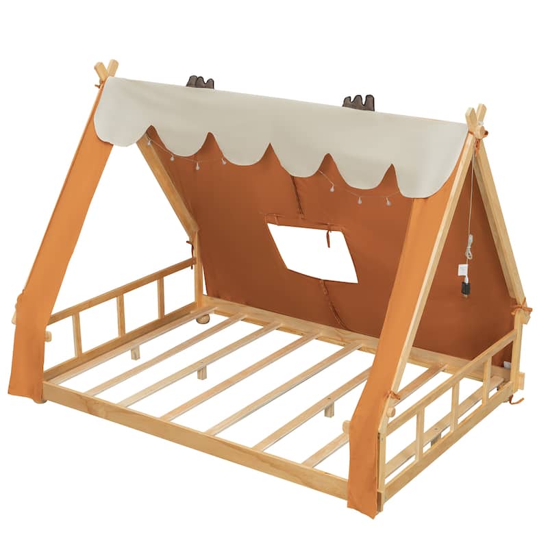 Whimsical Tent House Bed with Lights and Skylight by Harper&Bright Designs