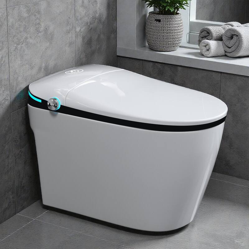 Luxury Smart Toilet with Built In Bidet. Auto Open Close Seat. Foot Sensor Flush. Heated Seat. Dryer - White