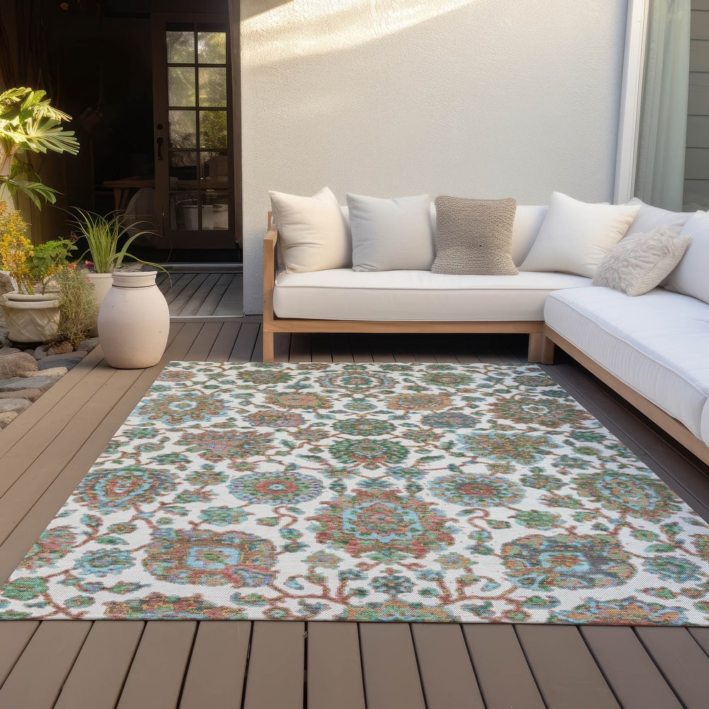 Machine Washable Indoor/Outdoor Traditional Farmhouse Chantille Rug