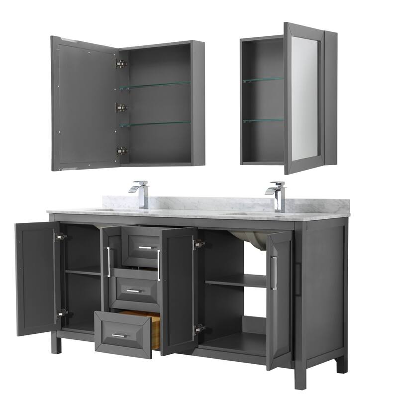 Daria 72-inch Double Vanity, Marble Top, Medicine Cabinets