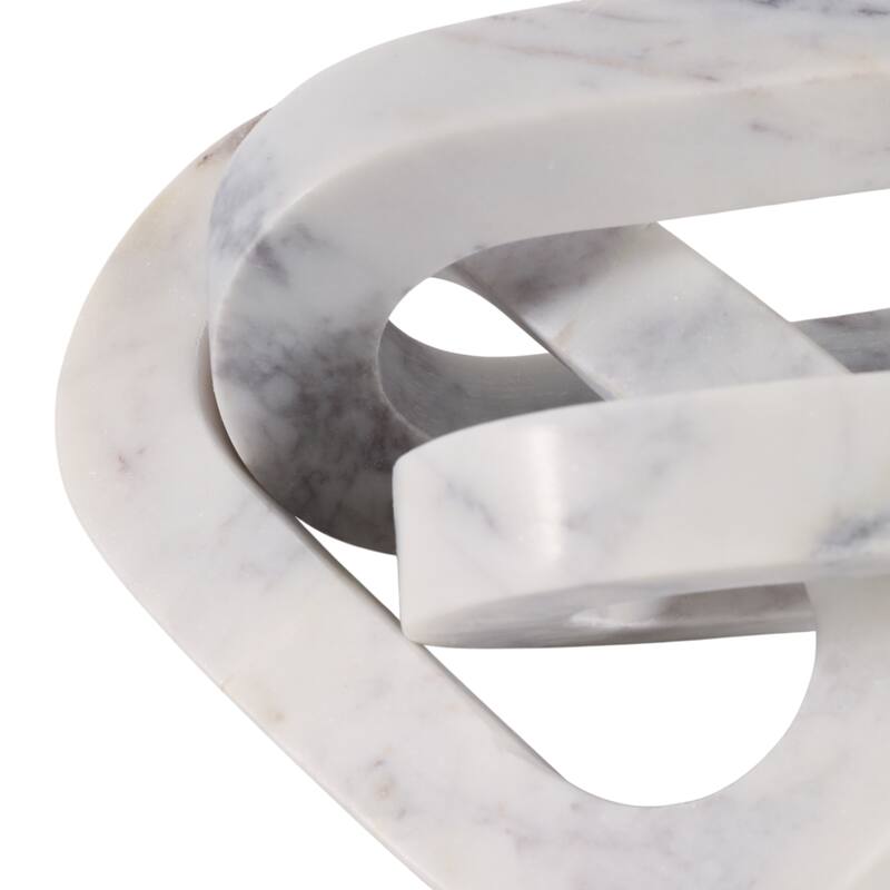 Marble Decorative Object Chain Link Sculpture Home Decor - 14" White - 14.0"