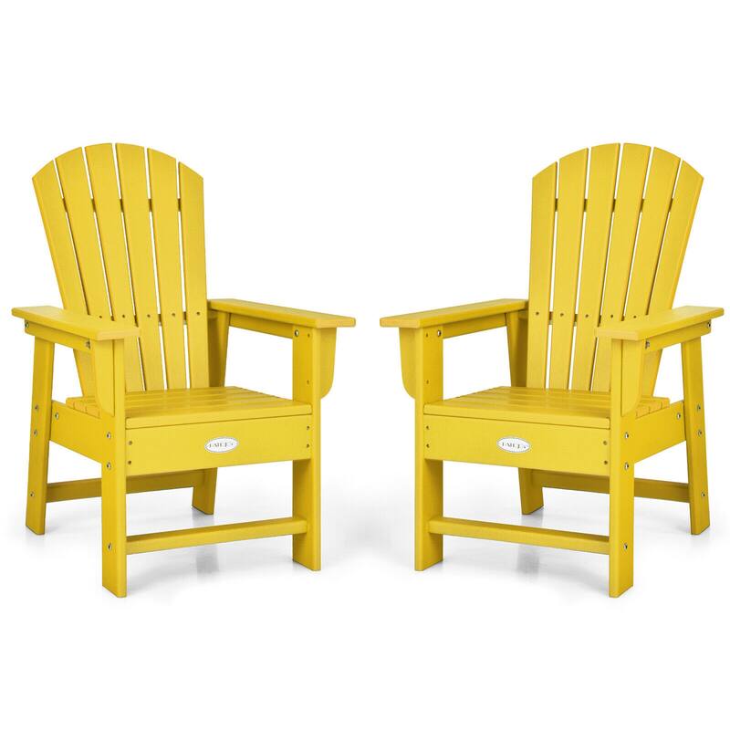 Gymax Set of 2 Kids Patio Adirondack Chair Armchair Weather Resistance - Yellow